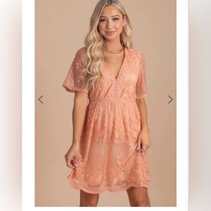 NWT Light My Fire Peach Lace Mini Dress
L/ Peach